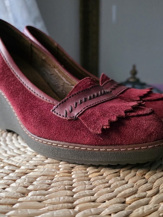 Naturalizer Shoes - Naturalizer N5 Comfort "Kendall" Loafer BURGUNDY Suede Shoes Wedge heel sz.9M